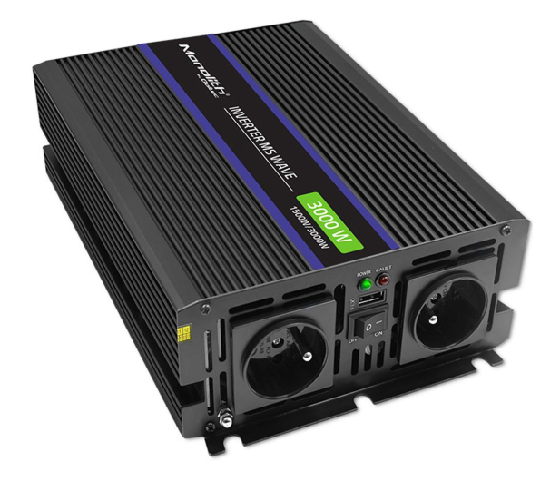 Qoltec Przetwornica napięcia 3000 MS Wave | 12V na 230V | 1500/3000 - 1190379 - zdjęcie